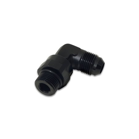 Vibrant -6AN Male Flare to Male -8AN ORB Swivel 90 Degree Adapter Fitting - Anodized Black