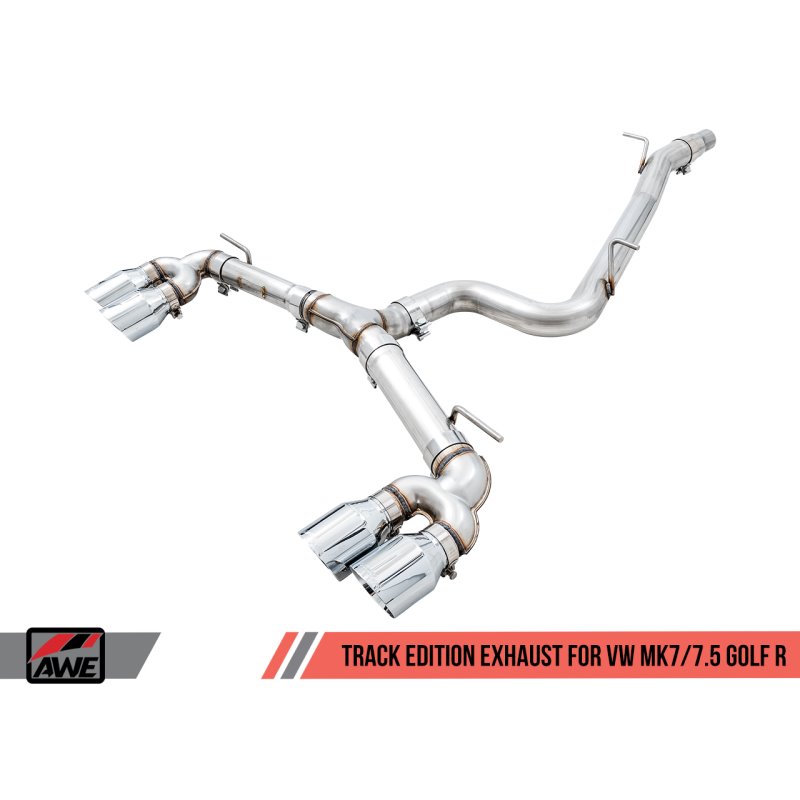 AWE Tuning Mk7 Golf R Track Edition Exhaust w/Chrome Silver Tips 102mm