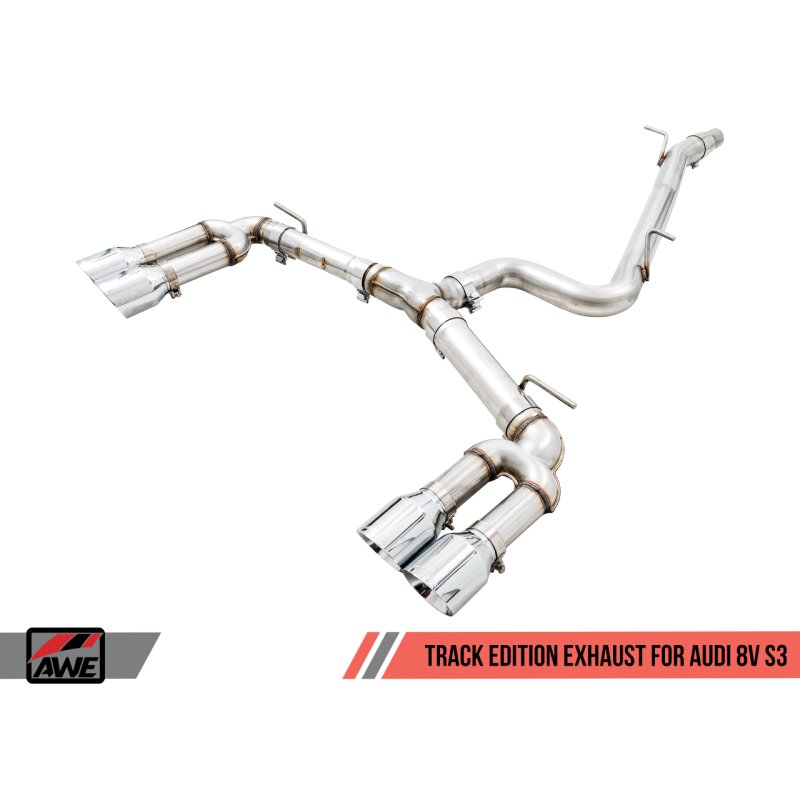 AWE Tuning Audi 8V S3 Track Edition Exhaust w/Chrome Silver Tips 102mm