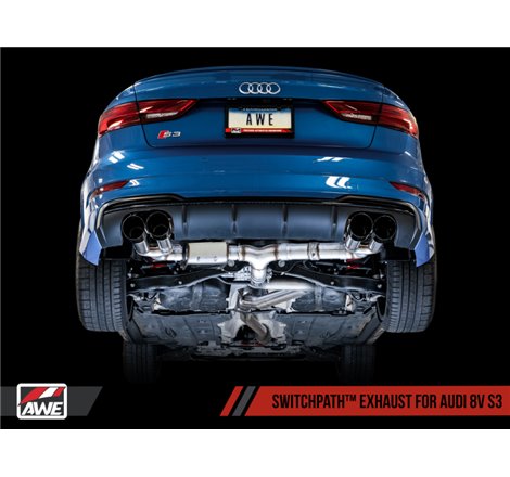 AWE Tuning Audi 8V S3 SwitchPath Exhaust w/Diamond Black Tips 102mm