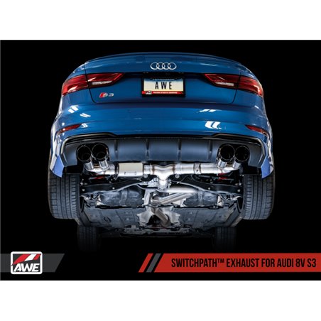 AWE Tuning Audi 8V S3 SwitchPath Exhaust w/Diamond Black Tips 102mm