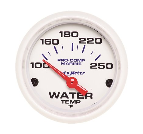 Autometer Marine White Gauge 2-1/16in Electric Water Temperature Gauge 100-250 Deg F