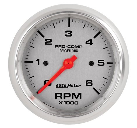 Autometer Marine Silver Ultra-Lite Gauge 3-3/8in Tachometer 6K RPM