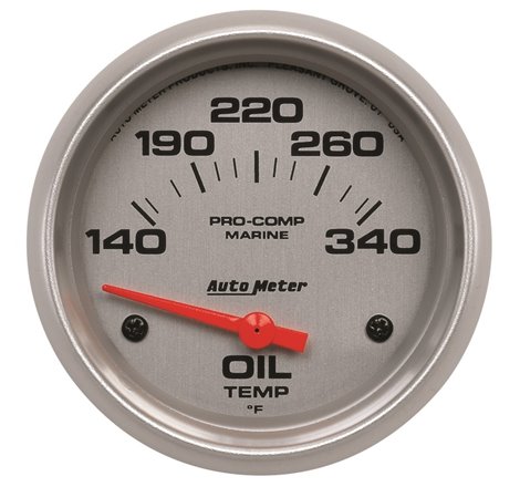 Autometer Marine Silver Ultra Lite Electric Oil Temperature Gauge 2-5/8in 140-300 Deg F