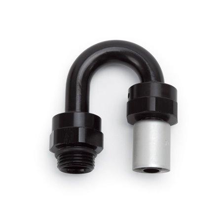 Russell Performance -6 SAE Port Male to -6 AN Hose 180 Degree Crimp On Hose End - Black Anodized