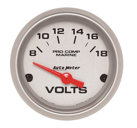 Autometer Voltmeter 2-1/16in 18V Electric Marine Silver Ultra-Lite Gauge