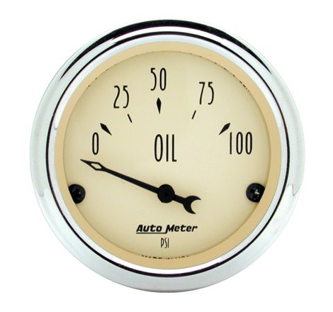 Autometer 2-1/16 inch Electric Oil Pressure 100PSI Antique Beige Gauge