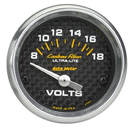 Autometer Carbon Fiber 52mm 8-18 Volt Electronic Volt meter