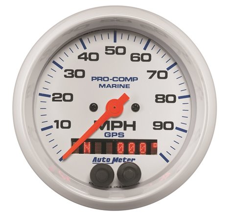 Autometer Gauge GPS Speedometer 3-3/8in 100 MPH Marine White Gauge