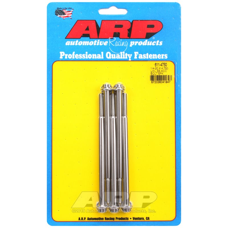 ARP 1/4-20 x 4.750 12pt Stainless Steel Bolts (Set of 5)