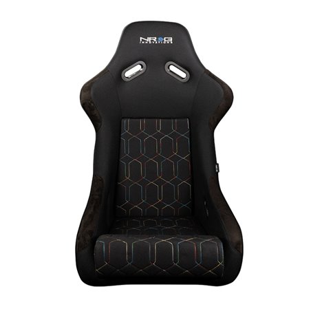 NRG FRP Bucket Seat (Black w/ Multi Color Geometric Pattern) - Large