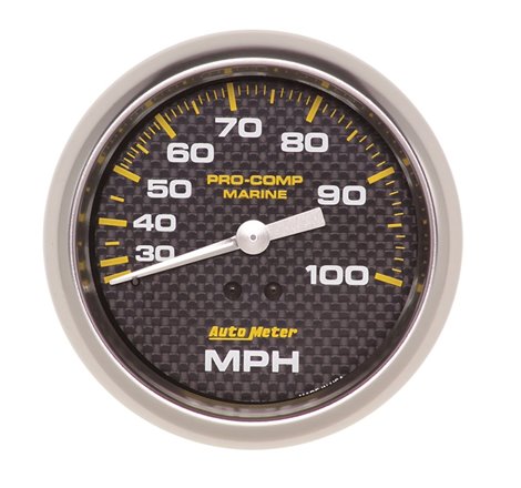 Autometer Marine Carbon Fiber 3-3/8in 100 MPH Mechanical Speedometer Gauge