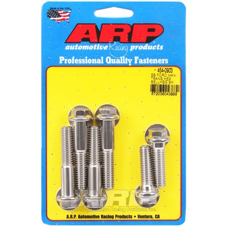 ARP Small Block Ford Manual Transmission Hex Bellhousing Bolt Kit - Polished Stainless Steel