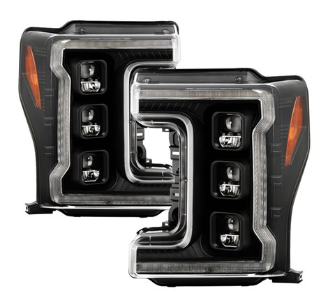 Spyder Ford F-250/F-350/F450 17-18 Full LED Headlights Chrome PRO-YD-FS17HALAP-SEQ-BK