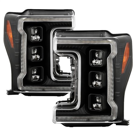 Spyder Ford F-250/F-350/F450 17-18 Full LED Headlights Chrome PRO-YD-FS17HALAP-SEQ-BK