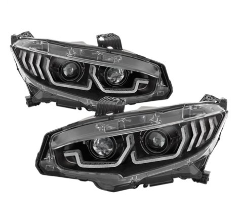 Spyder Honda Civic 16-18 2DR/4DR/Hatchback Headlight Black PRO-YD-HC16PL-SEQ-BK