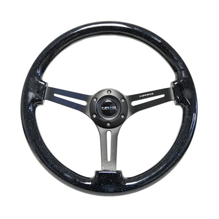 NRG Reinforced Steering Wheel (350mm / 3in. Deep) Black Multi Color Flake Wood w/ Black Matte Center