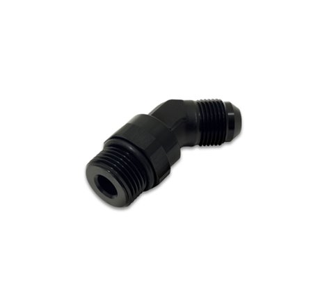 Vibrant -6AN Male Flare to Male -6AN ORB Swivel 45 Degree Adapter Fitting - Anodized Black