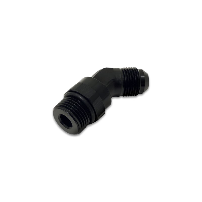 Vibrant -6AN Male Flare to Male -6AN ORB Swivel 45 Degree Adapter Fitting - Anodized Black