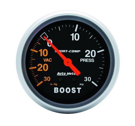 Autometer Sport-Comp 2-5/8in 30 IN HG/30 PSI Mechanical Boost/Vacuum Gauge