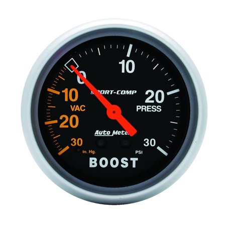 Autometer Sport-Comp 2-5/8in 30 IN HG/30 PSI Mechanical Boost/Vacuum Gauge