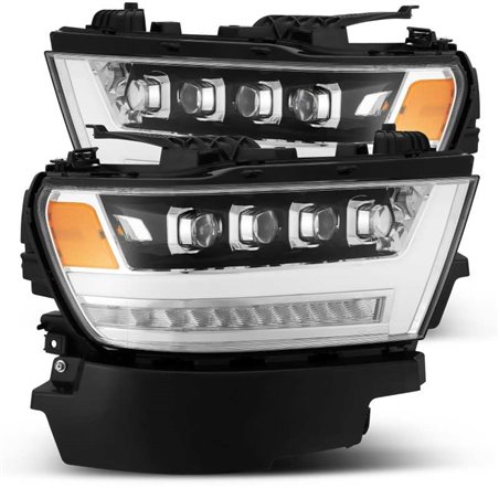 AlphaRex 19-20 Ram 1500HD NOVA LED Proj Headlights Plank Style Chrome w/Activ Light/Seq Signal/DRL