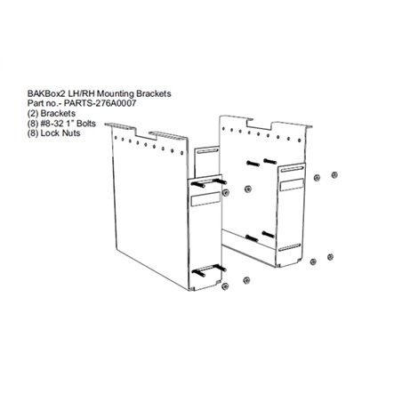 BAK Qty 2 LH/RH BAKBox2 Large Mounting Brackets - Qty 8 Nuts / 8 Screws