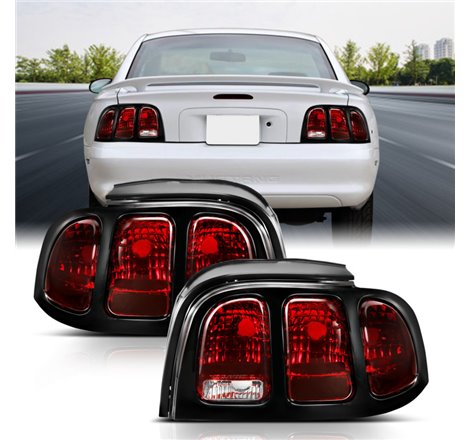 ANZO 1994-1998 Ford Mustang Taillight Dark Red Lens (OE Style)