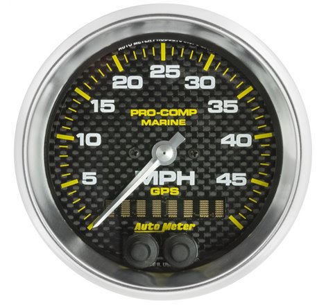 Autometer Marine Carbon Fiber 3-3/8in 50MPH GPS Speedometer Gauge