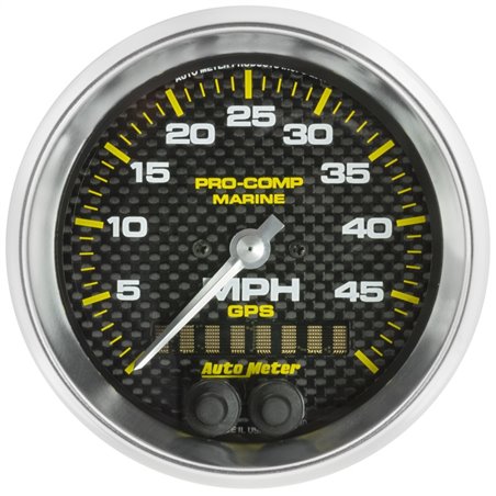 Autometer Marine Carbon Fiber 3-3/8in 50MPH GPS Speedometer Gauge