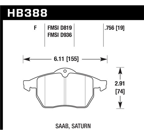 Hawk 99-02 Saab 9-3/99-04 Saab 9-5 D819 HPS Street Front Brake Pads