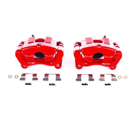 Power Stop 14-18 Jeep Cherokee Front Red Calipers w/Brackets - Pair