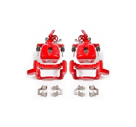 Power Stop 08-09 Audi A3 Rear Red Calipers w/Brackets - Pair