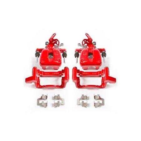 Power Stop 08-09 Audi A3 Rear Red Calipers w/Brackets - Pair