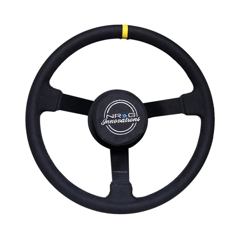 NRG Reinforced Steering Wheel (380mm) Nascar/ Alcantara 3 Spoke w/ NRG Logo/ Removable Crushed Pad