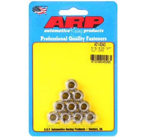 ARP 5/16-18 12PT Nut Kit SS - 10 PK