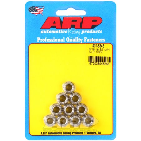 ARP 5/16-18 12PT Nut Kit SS - 10 PK