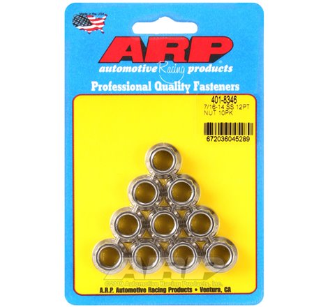 ARP 7/16-14 12PT Nut Kit SS - 10 PK