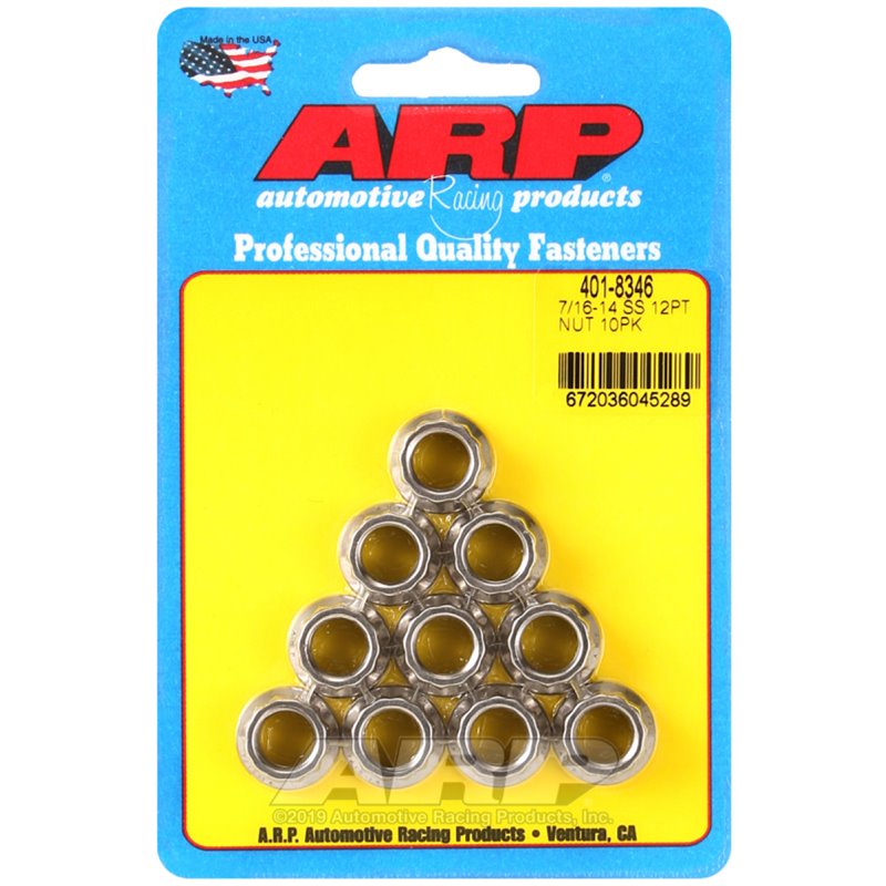 ARP 7/16-14 12PT Nut Kit SS - 10 PK