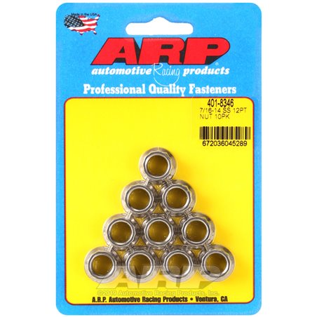 ARP 7/16-14 12PT Nut Kit SS - 10 PK