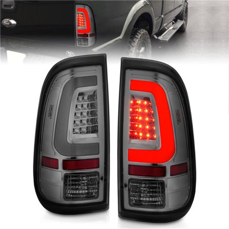 ANZO 2008-2016 Ford F-250 LED Taillights Chrome Housing Smoke Lens (Pair)