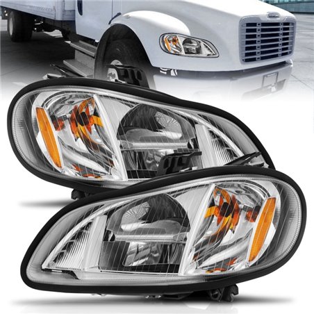 ANZO 2002-2014 Freightliner M2 LED Crystal Headlights Chrome Housing w/ Clear Lens (Pair)