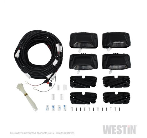 Westin R5 LED Light Kit - 4 End Caps Integrated LED Lights w/ Wiring Harness - Black