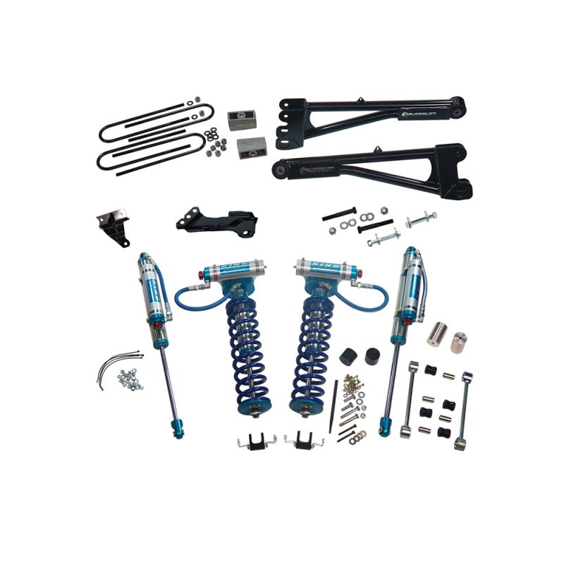 Superlift 08-10 Ford F-250/F-350 SD 4WD 4in Lift Kit w/Repl Radius Arms & King Coilovers Rear Shocks