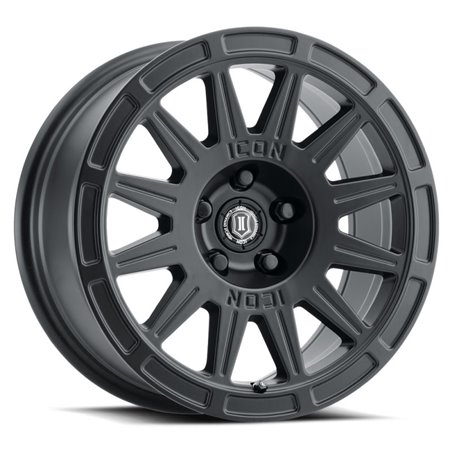 ICON Ricochet 15x7 5x100 15mm Offset 4.6in BS 56.1mm Bore Satin Black Wheel