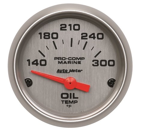 Autometer Marine Silver Ultra-Lite 2-1/16in Electric Oil Temperature Gauge 140-300 Deg F