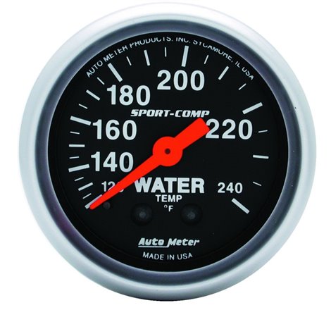 Autometer 2-1/16in 120-240 Degree F Mechanical Water Temp Sport-Comp Gauge w/ 12ft Tubing