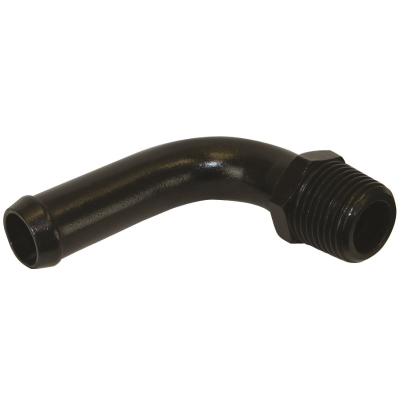 Moroso Streamline Air/Oil Separator Fitting - 3/8in to 1/2in Hose - 90 Degree - Black - Single