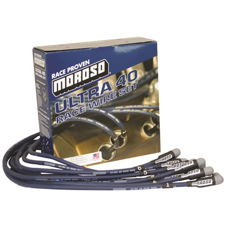 Moroso Chevrolet Small Block (Sprint Car) Ignition Wire Set - Ultra 40 - Unsleeved - HEI - Blue