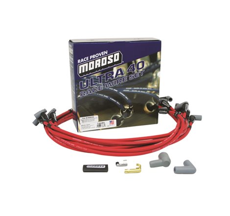 Moroso Chevrolet Small Block Ignition Wire Set - Ultra 40 - Unsleeved - HEI - Under Header - Red